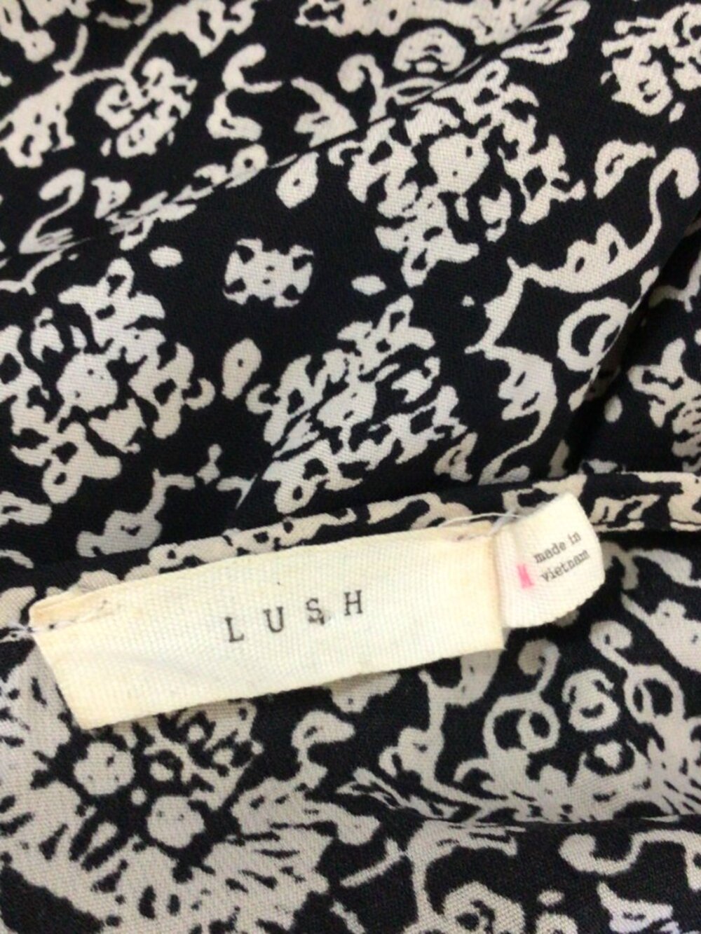 3/$10💕 Lush Black & Tan Floral Print 3/4 Sleeve Elastic Waist Thin Dress - Picture 5 of 5